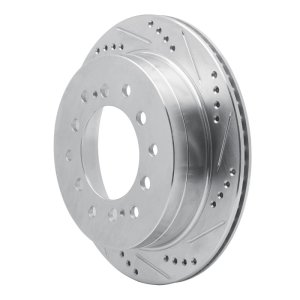 Lexus GX470 Brake Rotor (1) - Rear Right - R1 Concepts - Drilled & Slotted - Silver - `01-`09